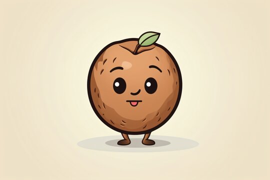 A cute chickoo or sapodilla fruit cartoon character graphic illustration