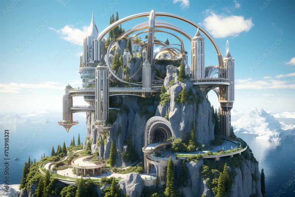 Wall mural architecture in a parallel universe