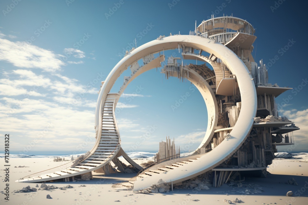 Wall mural architecture in a parallel universe
