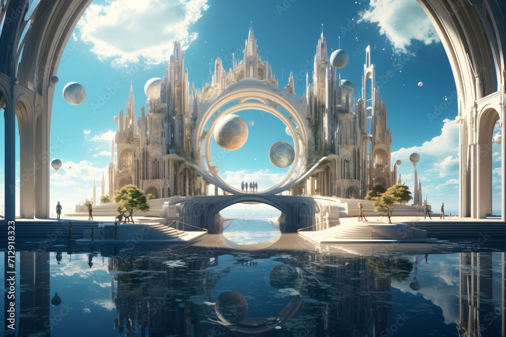 Wall mural architecture in a parallel universe