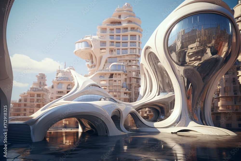 Wall mural architecture in a parallel universe