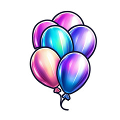 holographic birthday balloons sticker. Design elements for greeting cards and banners. Cartoon vector. balloon isolated. For stickers, logo, greeting card, wedding and birthday decoration, web design,