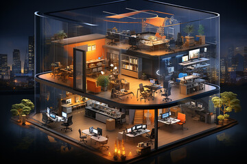 Obraz premium Eco city, eco city panorama, green buildings, green city concept