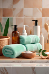 Obraz na płótnie Canvas Sustainable lifestyle concept, bathroom essentials for personal hygiene.