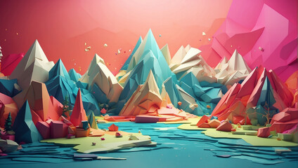 Obraz premium illustration design of Low-poly vibrant abstract background. colorful, Geometric, Shapes