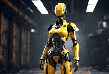 Naklejka premium yellow robot