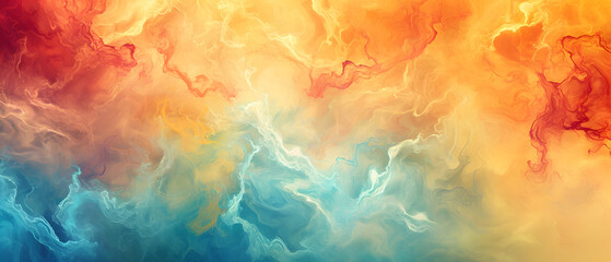 A vibrant explosion of abstract art, with swirls of color and layers of paint creating a mesmerizing smoke in the sky