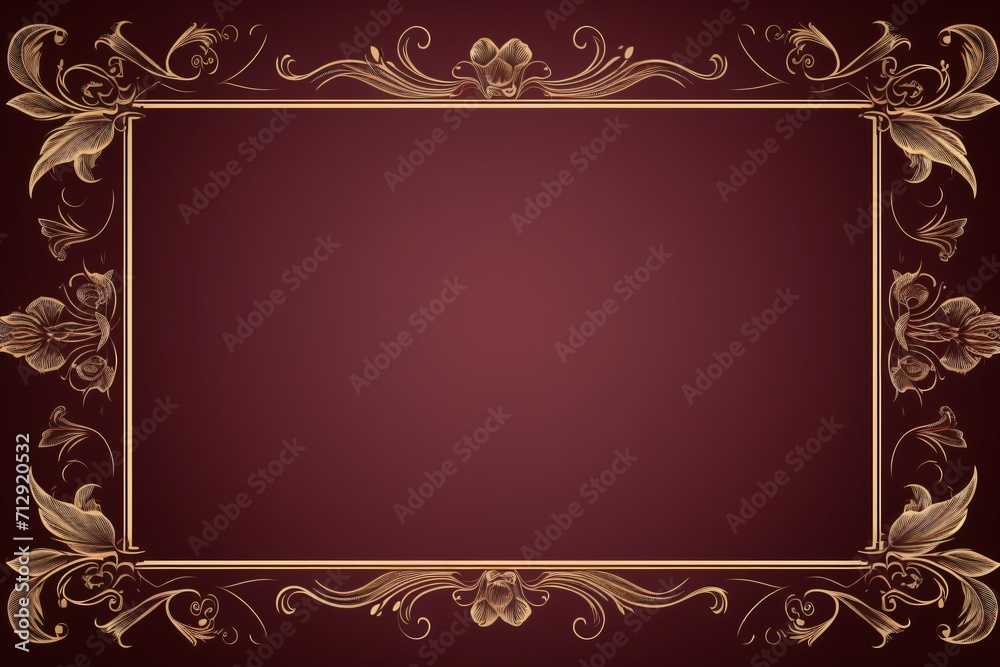 Wall mural red colored card design with a frame on the border for greeting card design or banner design