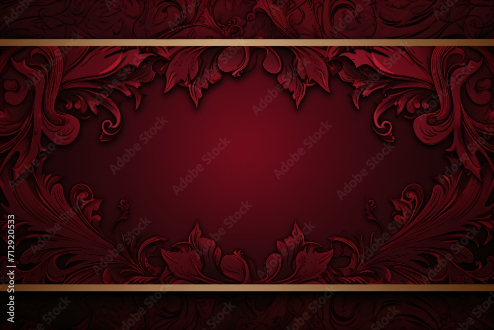 Wall mural red colored card design with a frame on the border for greeting card design or banner design