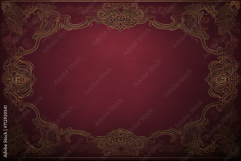 Wall mural red colored card design with a frame on the border for greeting card design or banner design