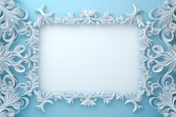 A light blue color card design with a frame on the border