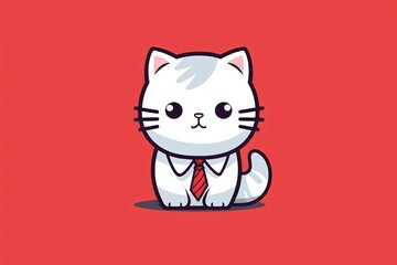 Graphic illustration of a cute cat cartoon character
