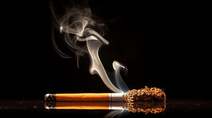 Image of a cigarette with the tip lit on fire,Generate AI.  - obrazy, fototapety, plakaty