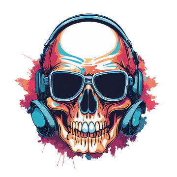 Skull illustration for t shirt design. Graphic resource ready for print and easy to use. Rock underground hipster.