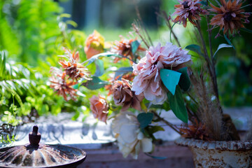 Beautiful flowers hung on the ceiling