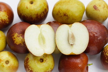 Fresh jujube fruit on white background