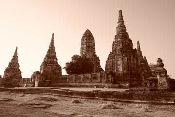 Wat Chaiwatthanaram Ayutthaya Province, Thailand, built in the reign of King Prasat Thong in 1630, taken on 14 January 2024.