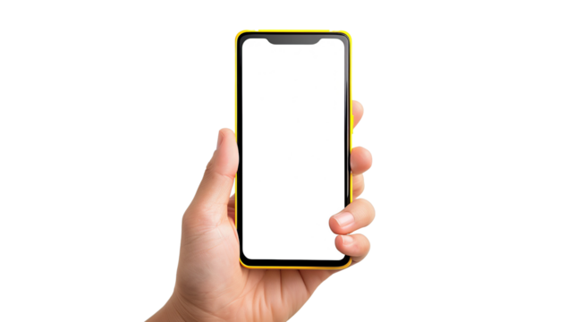  isolated phone in hand on transparent background,for logo