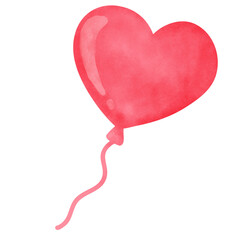 Hand painted watercolor red balloon for Valentine's day card or romantic post cards.