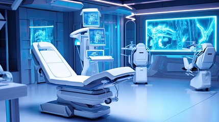 Robotic assisted surgical training simulators solid color background