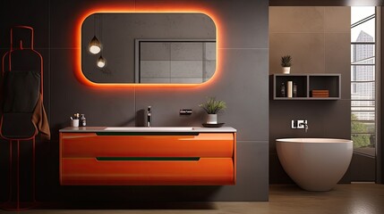 Smart bathroom cabinets with integrated bluetooth speakers solid color background