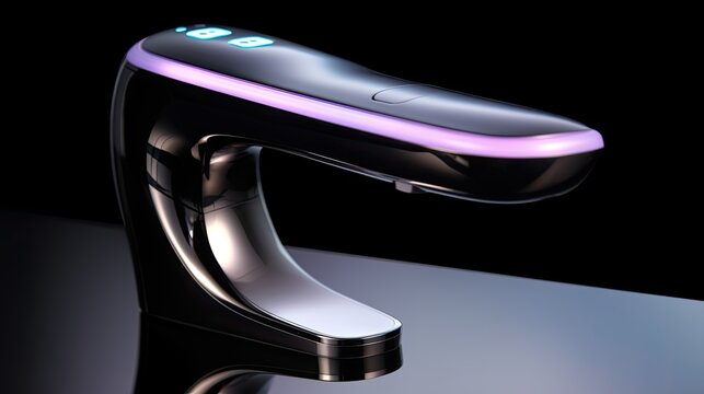 Smart bathroom faucets with touchless operation solid color background