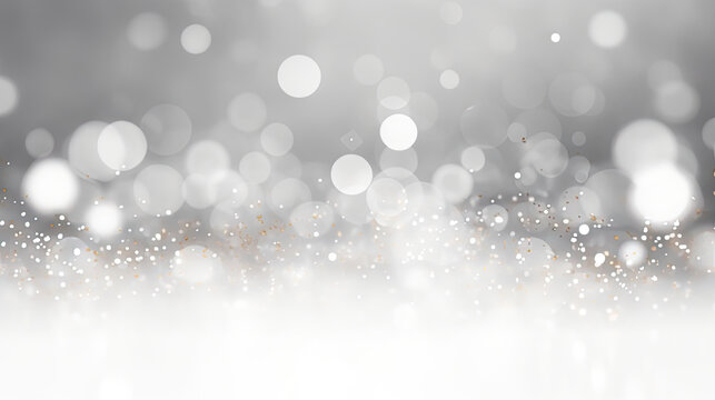 abstract background with lights, christmas , white bokeh,  shiny snow background in white and silver color,