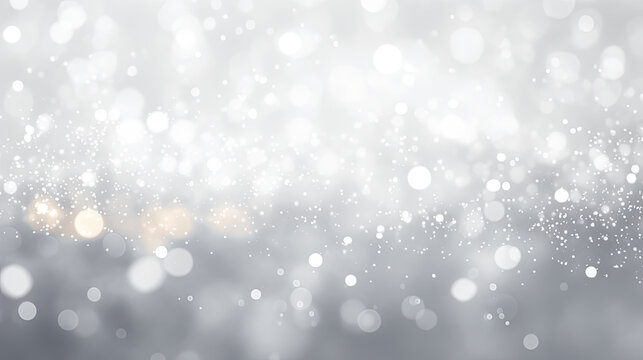 abstract background with lights, christmas , white bokeh,  shiny snow background in white and silver color,