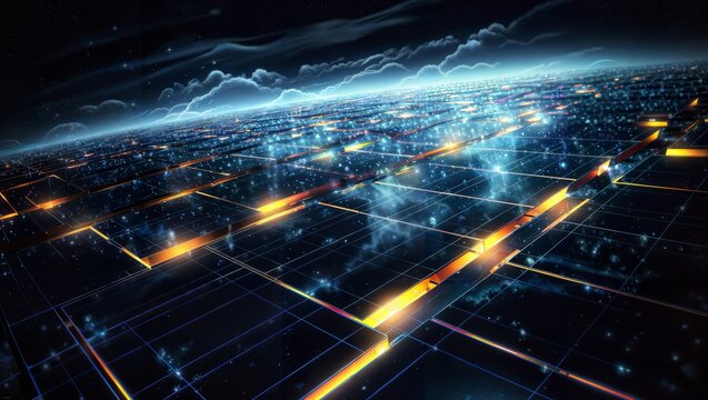 Futuristic technological background with glowing lines. 3d rendering