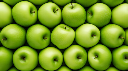 Green apples background. Fresh ripe fruits	
