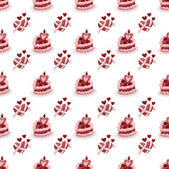 Watercolor Valentine's Day Seamless Pattern