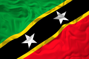 National flag of Saint Kitts and Nevis. Background  with flag of Saint Kitts and Nevis