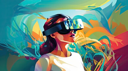 Virtual reality for pain management in palliative care solid color background - obrazy, fototapety, plakaty
