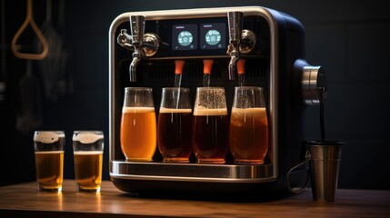 Voice controlled robotic home brewers for customized beer solid color background