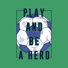 tee print design with football ball drawn as vector for kids fashion 