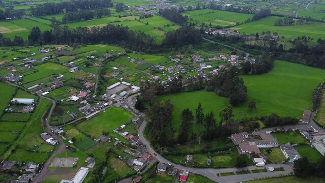 Barrio Guitig rural town in Ecuador agricultural community landscape DRONE