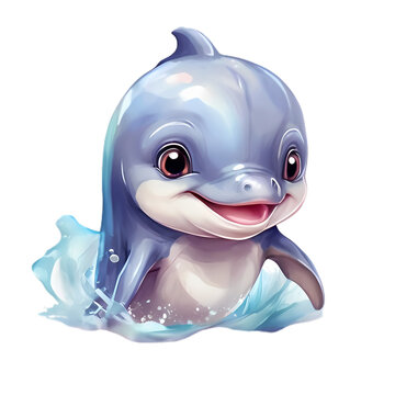 recommend clip art: cute baby dolphin clipart in water