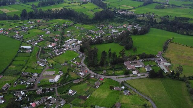 Ecuadorian village farming community landscape Barrio Guitig Pichincha DRONE