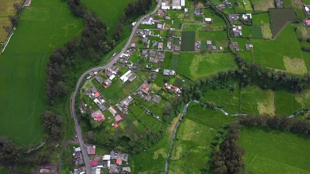San Pedro river Ecuador village boundary Barrio Guitig rural settlement AERIAL