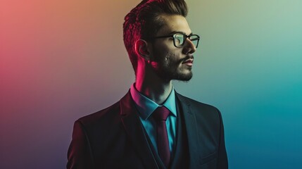 Fototapeta premium business man in suit, success, fashion, elegance, adult, shirt, formal, tie, professional, jacket, style, modern, gentleman, smart