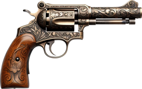 Revolver isolated on transparent background. PNG - Powered by Adobe