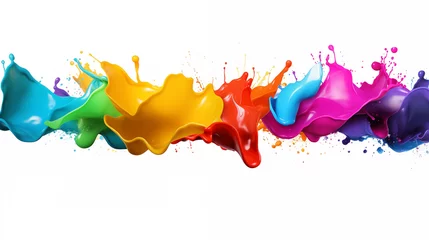 Foto auf Leinwand Colorful paint splash on white or transparent background. Colorful acrylic paint or ink liquid splashing. PNG  © Lahiru