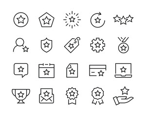 Star line icons set. Medal, Award line icons set, editable stroke isolated on white, linear vector outline illustration, symbol logo design style