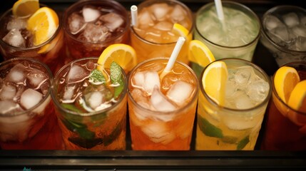 Natural fresh orange iced drink, healthy photo image.