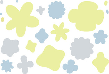 黄色と水色のお花の素材セット