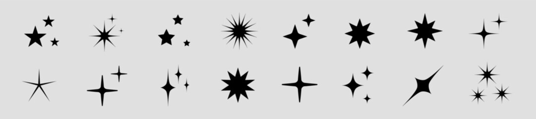 Sparkle Icons set. Twinkle stars collection. Shine star icons. Effect shine, glitter, twinkling and clean. Star sparkle icon. Vector illustration.
