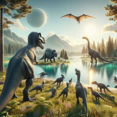 Foto op Plexiglas Dinosaurus dinosaurs in the forest