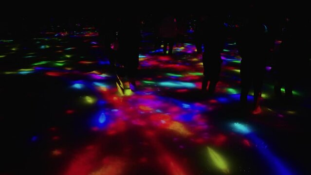 Digital Koi Swimming through Water in Teamlab Planets, Tokyo Japan 4k