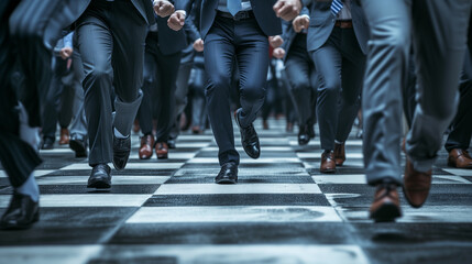 Geschäftsleute rennen in einer Gruppe