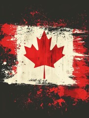 Canadian flag patriotic. Illustration on black backgound